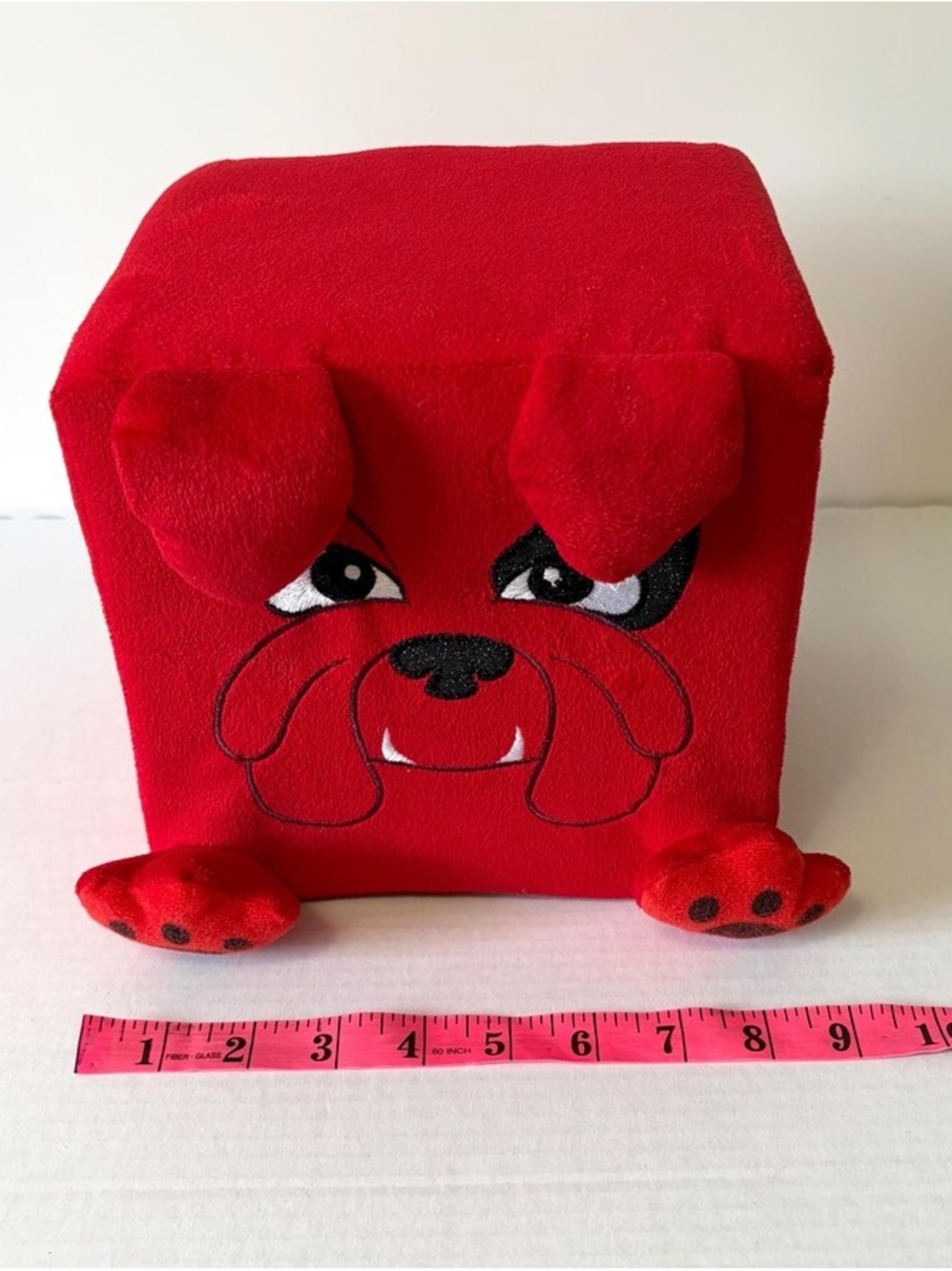 Vintage Red Plush Dog Cube Pet Toy Stuffed Animal by Nanco